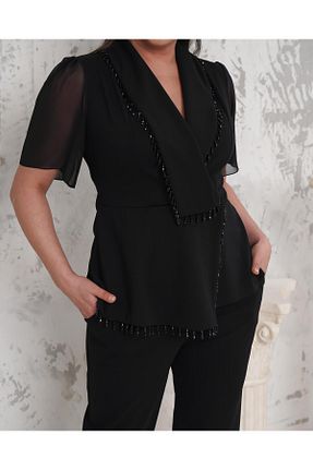 ست بالاتنه و پائین تنه سایز بزرگ مشکی زنانه کش دار Butik Nilyam - کد 922958275