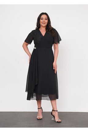 لباس مجلسی سایز بزرگ مشکی زنانه دو سینه Butik Nilyam - کد 898054714