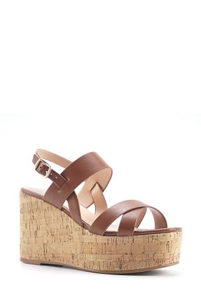 صندل قهوه ای زنانه پاشنه پر Nine West - کد 899657919