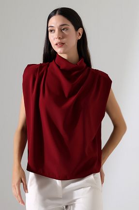 بلوز زرشکی زنانه ساده Butik Beyza - کد 928445004