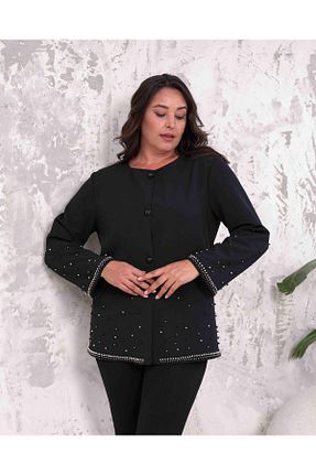 کت سایز بزرگ مشکی زنانه کرپ Butik Nilyam - کد 857796443