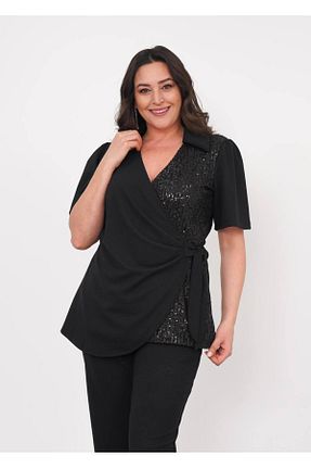 ست لباس مجلسی سایز بزرگ مشکی زنانه کرپ Butik Nilyam - کد 900141879