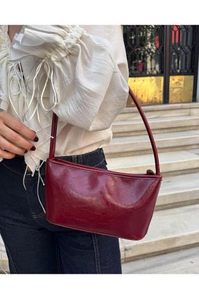 کیف دوشی زرشکی زنانه چرم مصنوعی Tina İstanbul - کد 928496159