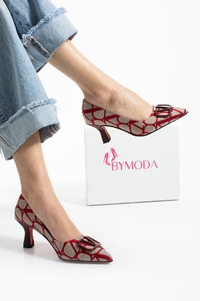 کفش استایلیتو زرشکی پاشنه نازک Bymoda - کد 928081591