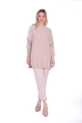 تونیک حجاب قهوه ای زنانه مخلوط ویسکون Invee - کد 866833863