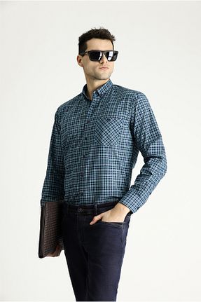 پیراهن آبی مردانه رگولار Kiğılı - کد 816496187