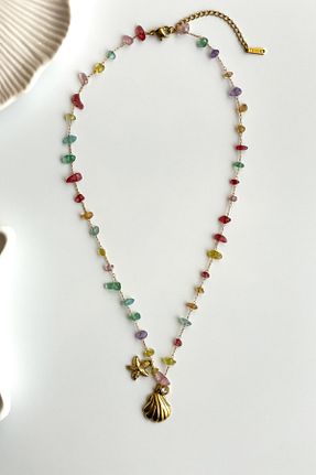 گردنبند استیل ( فولاد ) زرد زنانه استیل ضد زنگ Radino Collection - کد 928496508