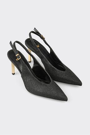 کفش پاشنه بلند کلاسیک مشکی زنانه پارچه ای Elle - کد 928550946
