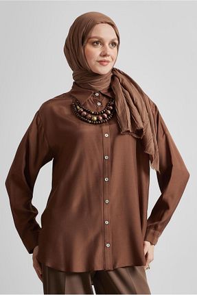 بلوز حجاب قهوه ای زنانه ویسکون Alvina - کد 928551721