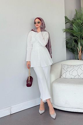 پیراهن حجاب سفید زنانه 3/4 Boy HAZA MODA - کد 928552067