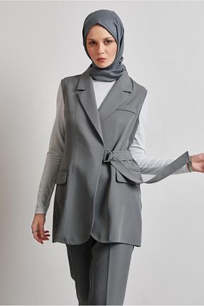 ست بالاتنه و پائین تنه حجاب طوسی زنانه رگولار Alvina - کد 928551817