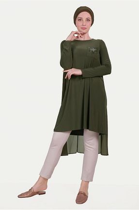 تونیک حجاب خاکی زنانه پلی استر Alvina - کد 873177296