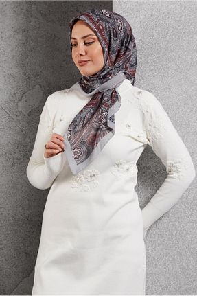 روسری طوسی پلی استر Alvina - کد 890631740