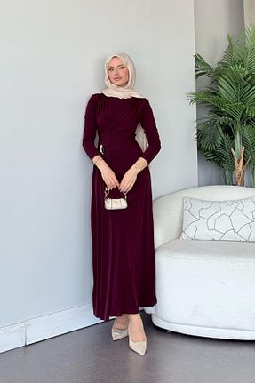 لباس حجاب زرشکی رگولار HAZA MODA - کد 928552412