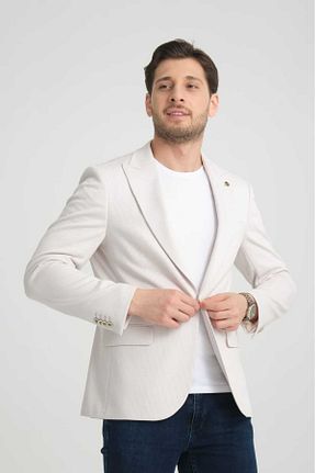 کت بلیزر بژ مردانه پلی ویسکون Ted Davıd - کد 927610743