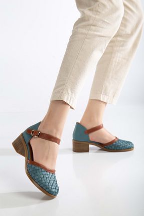 صندل آبی زنانه پاشنه ضخیم ANALİN SHOES - کد 928583073