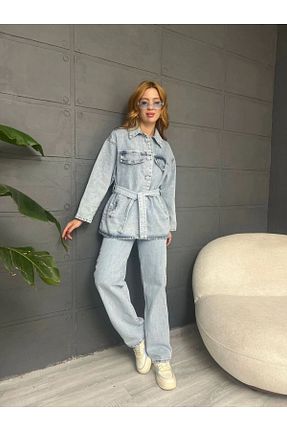 ست بالاتنه و پائین تنه آبی زنانه جین MODA - کد 928630954