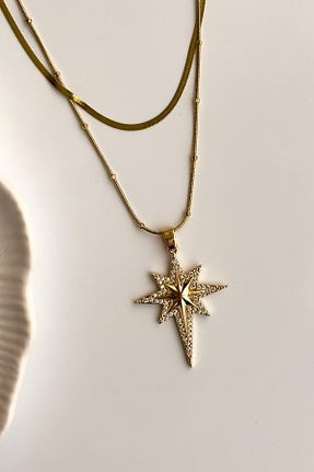 گردنبند استیل ( فولاد ) زرد زنانه استیل ضد زنگ Radino Collection - کد 928640063