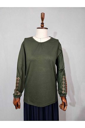 بلوز خاکی زنانه ساده Nacar Moda - کد 928647104