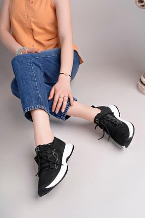 کفش اسنیکر مشکی زنانه بند دار homiro - کد 928650056