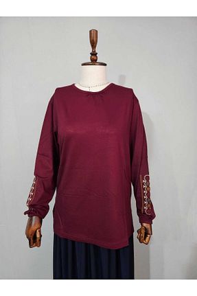بلوز زرشکی زنانه ساده Nacar Moda - کد 928647100