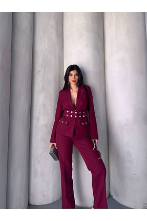 ست بالاتنه و پائین تنه زرشکی زنانه بافتنی BARG FASHION - کد 928654298