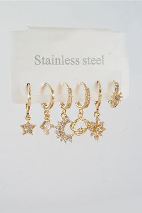 گوشواره استیل (فولاد) طلائی زنانه ARTEMİSİA - کد 928704502