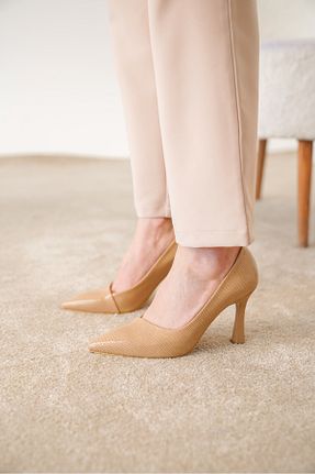 کفش استایلیتو بژ پاشنه نازک öz se shoes - کد 885357764