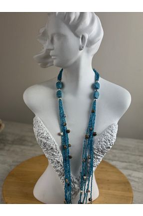 گردنبند جواهر آبی زنانه سنگ SEDEF TAKI - کد 928714978