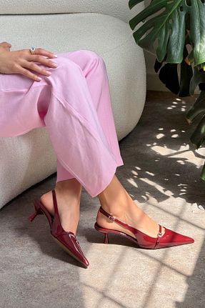 کفش پاشنه بلند کلاسیک زرشکی زنانه چرم لاکی NİŞANTAŞI SHOES - کد 927612111