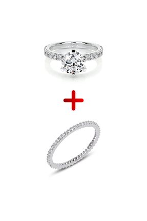 انگشتر نقره سفید زنانه زیرکن CARAT STONE - کد 817037018
