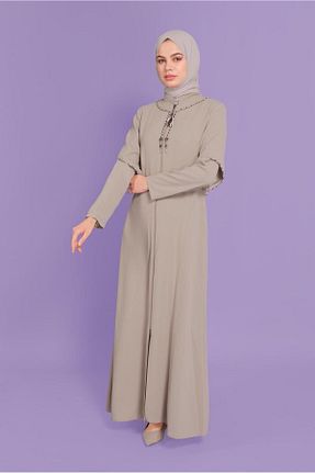 مانتو بلند حجاب بژ زنانه Alvina - کد 869145565