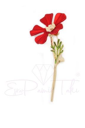 سنجاق سینه قرمز زنانه فلزی Esra Pamir - کد 48448096