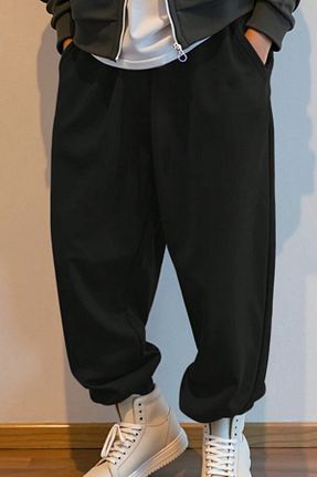 شلوار گرمکن سایز بزرگ مشکی مردانه گشاد BSBSPOR - کد 928768572
