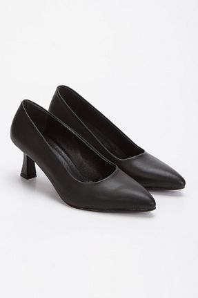 کفش پاشنه بلند کلاسیک مشکی زنانه چرم خالص elvinshoes - کد 922889462