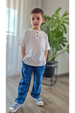 ست بالاتنه و پائین تنه آبی بچه گانه بافتنی BALKABAĞI - کد 823610535