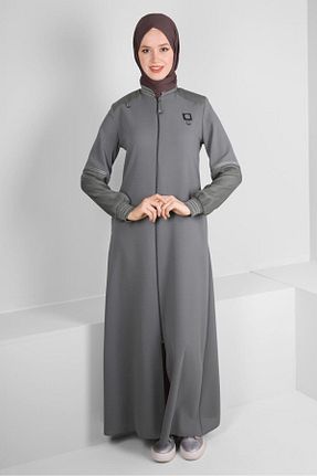 مانتو بلند حجاب طوسی زنانه Alvina - کد 807724902