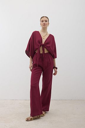 بلوز زرشکی زنانه ساده LEVURE - کد 928932846