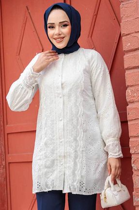 تونیک حجاب سفید پنبه ای N.S NEVA STYLE - کد 928936455