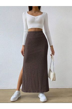 دامن قهوه ای زنانه پنبه ای bemmoda - کد 928954328