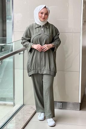 ست بالاتنه و پائین تنه خاکی زنانه بافتنی Nuss - کد 929180275