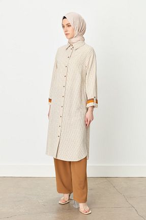 تونیک حجاب بژ زنانه بافتنی Nihan - کد 929180762