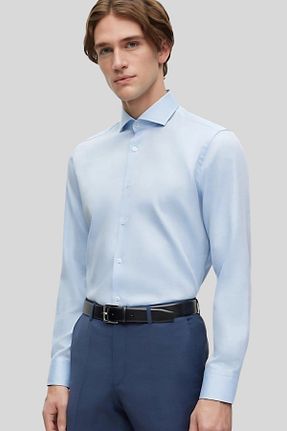 پیراهن آبی مردانه یقه پیراهنی Hugo Boss - کد 928961955