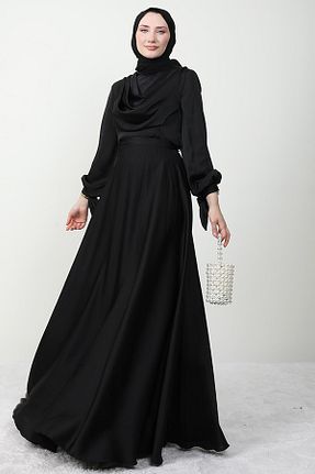 لباس مجلسی حجاب مشکی زنانه Boyundan Bağlamalı GİYZAMİLA - کد 928970300