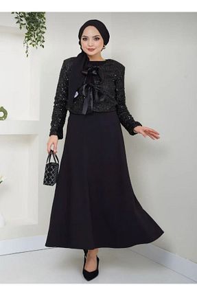 ست بالاتنه و پائین تنه مشکی زنانه بافت Wual giyim - کد 928968298