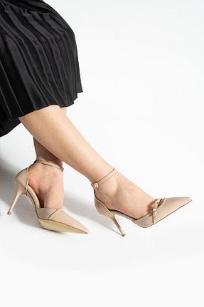 کفش استایلیتو بژ پاشنه نازک Güllü Shoes - کد 929004748