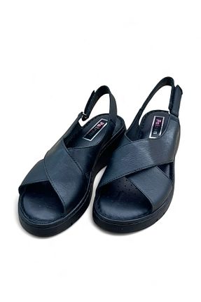 صندل مشکی زنانه پاشنه تخت PATRON SHOES - کد 929008627