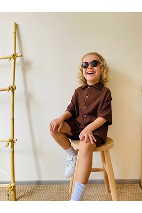 ست بالاتنه و پائین تنه قهوه ای بچه گانه پنبه ای Yalçınoğlu Kids - کد 929196185