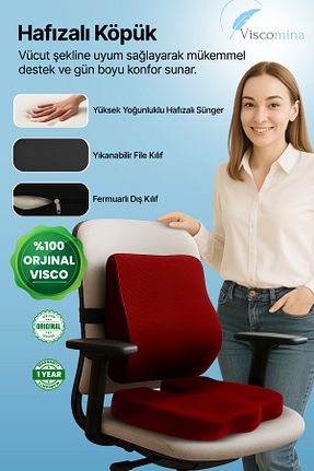 بالش زرشکی پنبه پلی استر Viscomina - کد 929194388