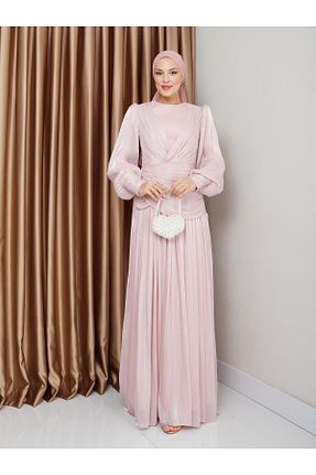 لباس مجلسی حجاب صورتی زنانه یقه دوچرخه Olcay - کد 885676182